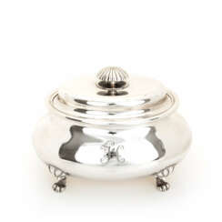 Silver lidded box with monogram