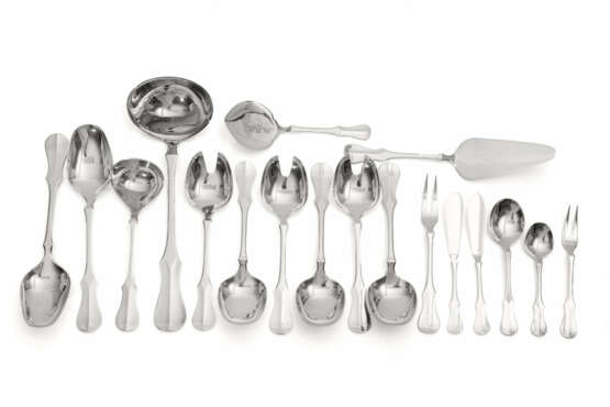 Robbe & Berking 'Old Copenhagen' silver dinner set and mahogany cutlery tray - фото 2