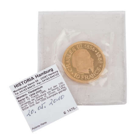 Monaco/GOLD - 10 Francs 1966. Rainier III. 1949-2005. - Foto 4