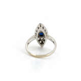 Ring set with a sapphire and diamond750 white gold, hallmarked, 16 old-cut diamonds, - фото 4