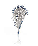 Overview. Brooch with sapphire and diamond setting