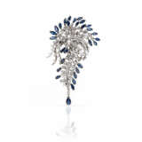 Brooch with sapphire and diamond setting - photo 1