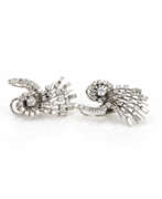 Overview. Pair of clip earrings set with diamonds