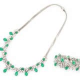 Necklace and bracelet set with emerald diamonds - photo 1