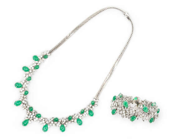Collier und Armband mit Smaragd-Diamantbesatz - Foto 1