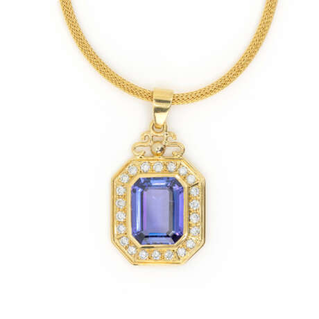 Necklace with tanzanite diamond pendant - фото 2