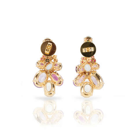 Pair of earrings set with gemstones and diamonds - photo 2