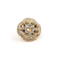 Brooch/pendant with sapphire-diamond setting