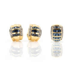 Jewelry set with sapphire-diamond setting