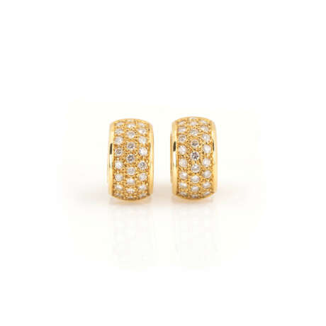 Pair of hoop earrings set with diamonds - photo 1