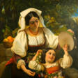 Johann Grund (1808 Vienna - 1887 Baden-Baden) Mother and daughter in traditional costume - Marchandises aux enchères