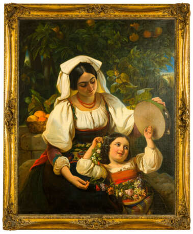 Johann Grund (1808 Vienna - 1887 Baden-Baden) Mother and daughter in traditional costume - photo 2
