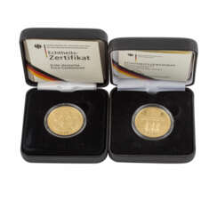 BRD/GOLD - 2 x 100 Euro in Gold zu je 1/2 Unze,