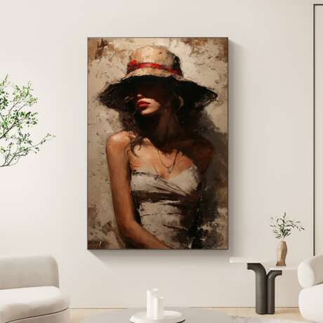 Девушка в шляпе Евгения Дувакина Leinwand Acryl und Öl Realismus Porträt Russland 2023 - Foto 2
