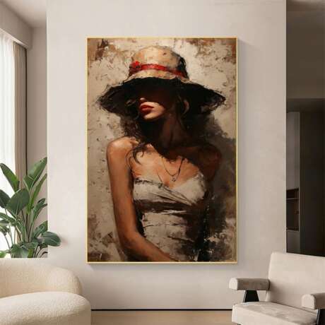 Девушка в шляпе Евгения Дувакина Leinwand Acryl und Öl Realismus Porträt Russland 2023 - Foto 3