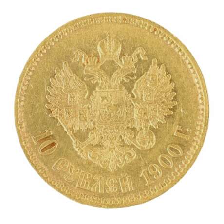 Золотая монета 10 рублей 1900 года. Золото At the turn of 19th -20th century г. - фото 3