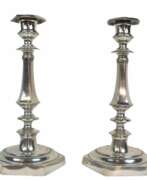 Product catalog. Pair Of Louis XIV Style Silvered Bronze Candlesticks 
