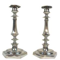 Pair Of Louis XIV Style Silvered Bronze Candlesticks 