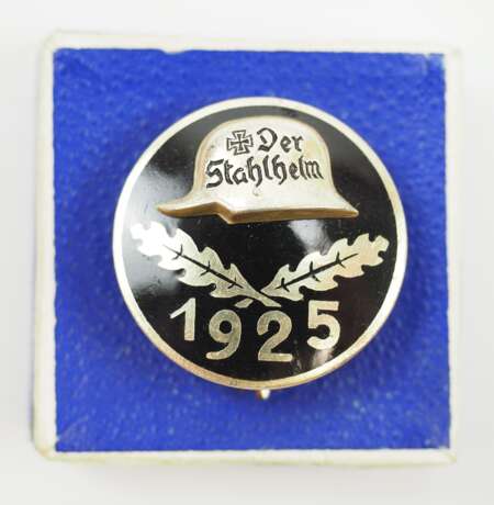 Kriegerverein: Stahlhelmbund Eintrittsabzeichen 1925, im Etui. - Foto 1