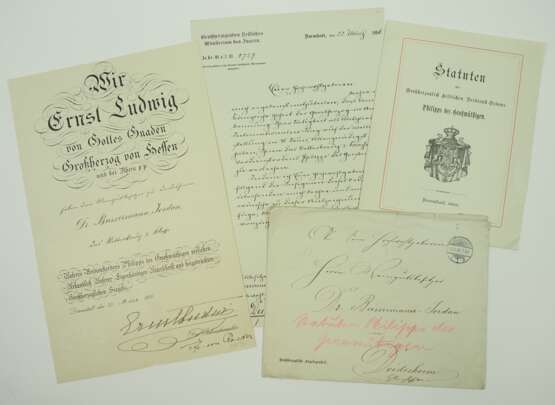 Dr. jur. Ludwig Bassermann-Jordan: Hessen - Großherzoglicher Orden Philipps des Großmütigen, Ritterkreuz 1. Klasse Urkunde. - Foto 1
