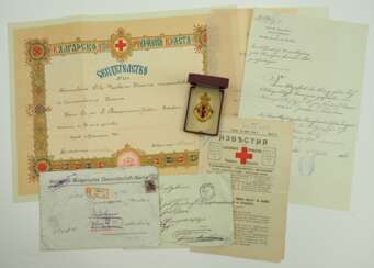 Geheimrat Dr. jur. Friedrich von Bassermann-Jordan: Bulgarien - Rot Kreuz Ehrenzeichen, im Etui mit Urkunde.