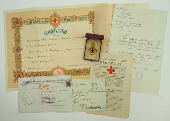Geheimrat Dr. jur. Friedrich von Bassermann-Jordan: Bulgarien - Rot Kreuz Ehrenzeichen, im Etui mit Urkunde. - photo 1
