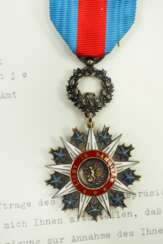 Liberia: Orden des Sterns von Afrika, Ritterkreuz, im Etui, mit Annahmegenehmigung für den Amtsrat Otto Rathje. 