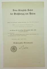 Baden: Kreuz für freiwillige Kriegshilfe 1914-1916 Urkunde für eine Frau Rechtsanwalt.
