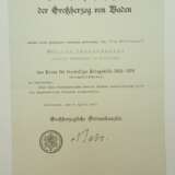 Baden: Kreuz für freiwillige Kriegshilfe 1914-1916 Urkunde für eine Frau Rechtsanwalt. - Foto 1