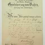 Baden: Großherzoglicher Orden vom Zähringer Löwen, Ritterkreuz 2. Klasse mit Eichenlaub Urkunde für einen Prof. Dr. in Heidelberg. - фото 1