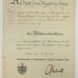 Preussen: Militärverdienstkreuz Urkunde für einen Vizefeldwebel d.Res. im 4. Garderegiment zu Fuß. - фото 1