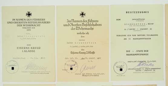 Urkundennachlass des Deutsche Kreuz in Gold Trägers Unteroffizier Walter Blumenstein, 8./ Reiter-Regiment 32. - фото 3