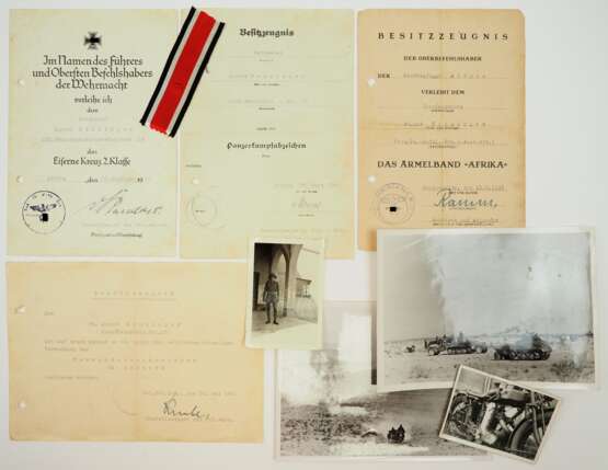 Urkundennachlass eines Feldwebel des Stab/ Kradschützen Btl. 15 bzw. III./ Panzergrenadier-Regiment 104 Afrika. - фото 1