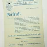 WHW: Sammlung Stade, im September 1939 - Lot Aufruf/Spendenschein und Abzeichen. - фото 3