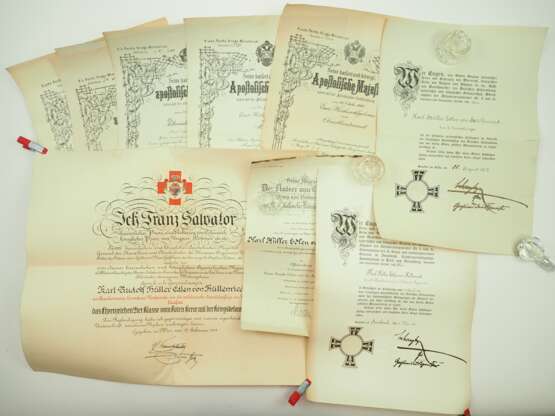 Österreich: Urkunden eines Generalmajor und Divisionskommandant des Wiener Dragoner Regiment No. 3 / Ulanen Regiment No. 3. - Foto 6