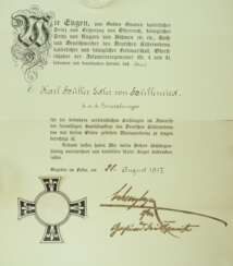 Österreich: Urkunden eines Generalmajor und Divisionskommandant des Wiener Dragoner Regiment No. 3 / Ulanen Regiment No. 3.
