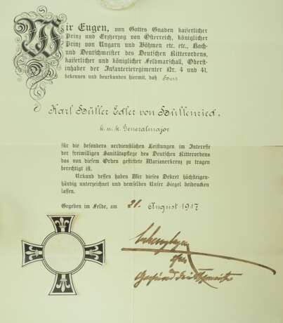 Österreich: Urkunden eines Generalmajor und Divisionskommandant des Wiener Dragoner Regiment No. 3 / Ulanen Regiment No. 3. - photo 1