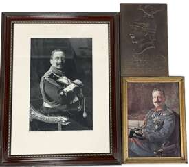 Kaiser Wilhelm II - Wandplakette und Portät-Bilder.