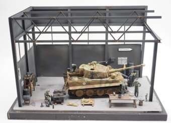 Wehrmacht Diorama einer Panzer Werkstatt.