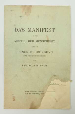 Adolf Hitler Bibliothek: Apfelbaum, Ewald: Das Manifest an die Mutter der Menschheit nebst seiner Begründung. - фото 4