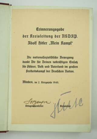 Hitler, Adolf: Mein Kampf - Erinnerungsgabe der Kreisleitung Minden. - photo 2