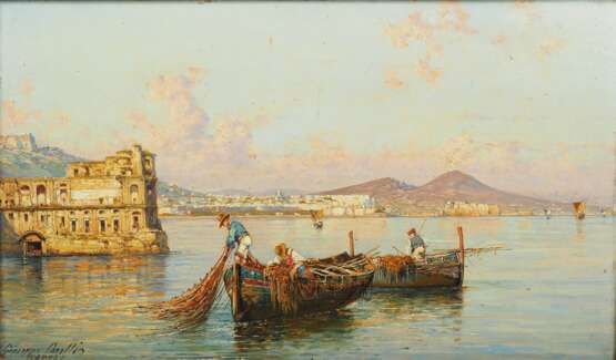 Carelli, Giuseppe (Neapel 1858 - 1921): Fischer vor der Küste Neapels. - Foto 1