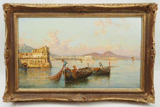 Carelli, Giuseppe (Neapel 1858 - 1921): Fischer vor der Küste Neapels. - photo 2
