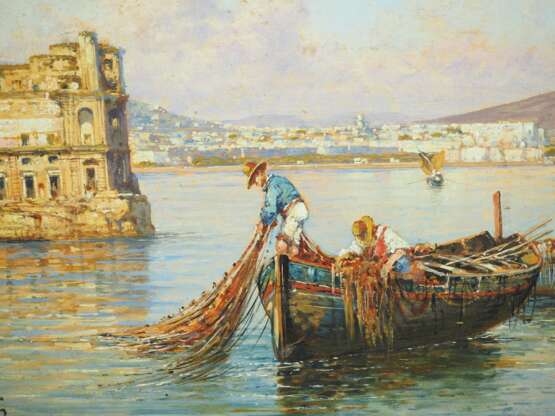 Carelli, Giuseppe (Neapel 1858 - 1921): Fischer vor der Küste Neapels. - фото 4