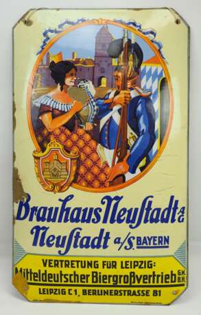 Reklame-Emailleschild: Brauhaus Neustadt AG - Neustadt a./S. Bayern. - photo 1
