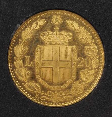 Italien: 20 Lire, König Umberto I. 1882 - GOLD. - фото 2