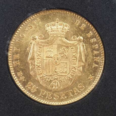 Spanien: 25 Peseten, König Alfons XII. 1880 - GOLD. - Foto 2