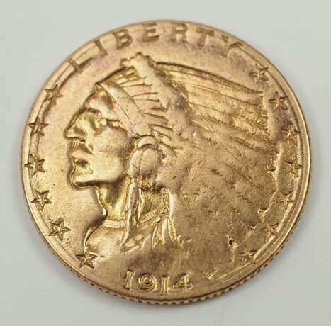USA: 2,5 Dollar, 1914 - GOLD. - фото 1