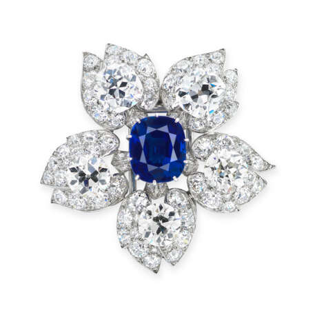 CARTIER SAPPHIRE AND DIAMOND BROOCH - photo 1