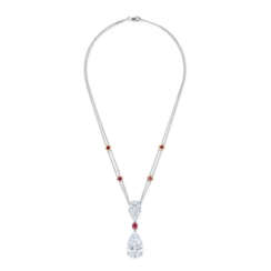 A SPECTACULAR DIAMOND AND COLOURED DIAMOND PENDENT NECKLACE